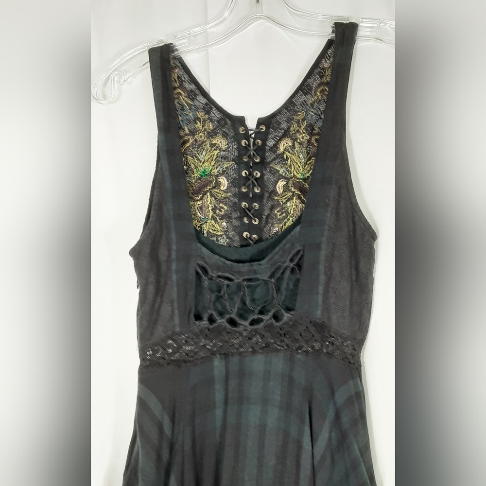 Free People Lace Me Up Embroidered Hi-low Handkerchief Hem Flowy Boho Dress. - Picture 6 of 15